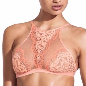 VS Peach Lace Halter Bralette